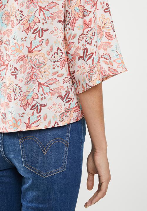 edit - Boxy blouse v-neck - multi