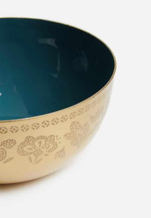 H&S - Etched bowl - gold & blue