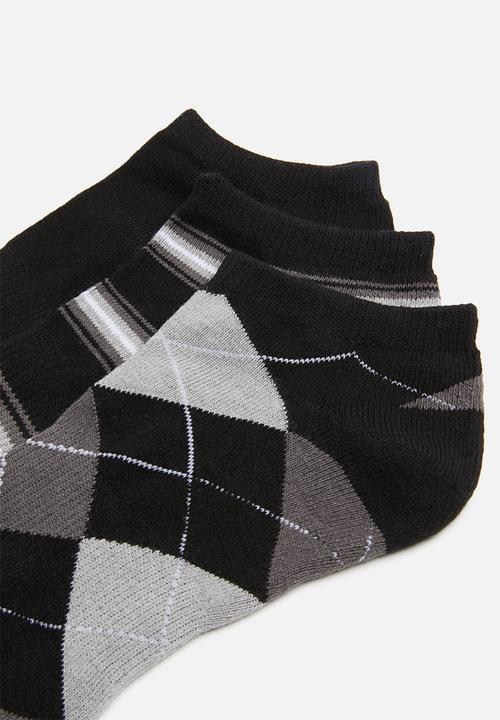 Cotton On - Ankle 3 pack socks - black & grey