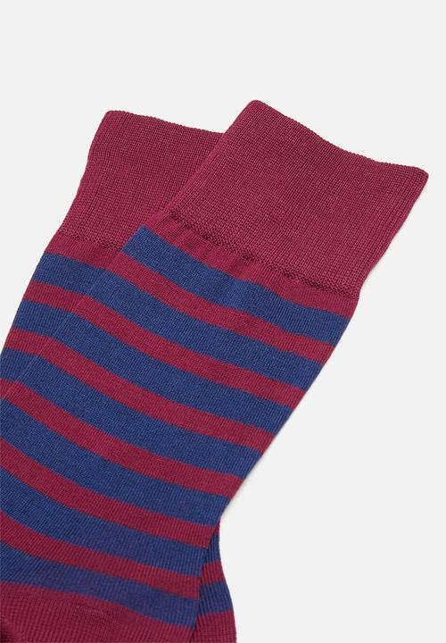 Falke - Falke even stripe socks - blue & burgundy