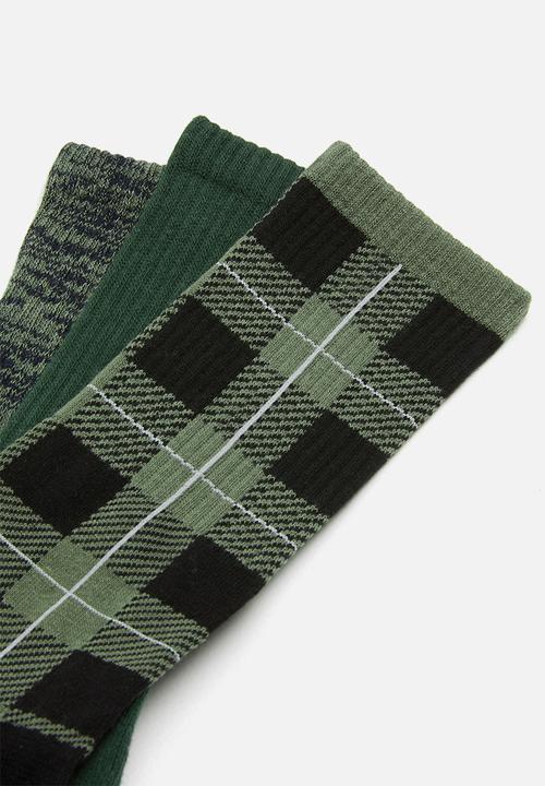 Cotton On - Active 3 pack socks -green & black