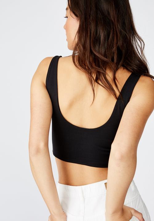 Cotton On - Ash crop tank - black