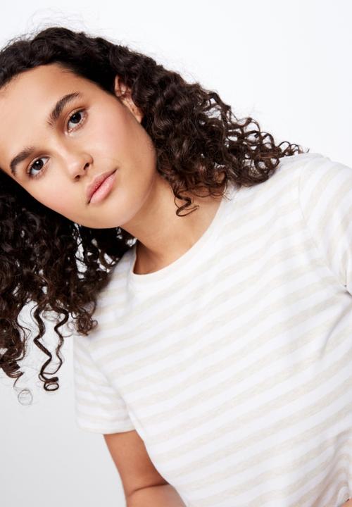 Cotton On - The one baby tee - white & beige 