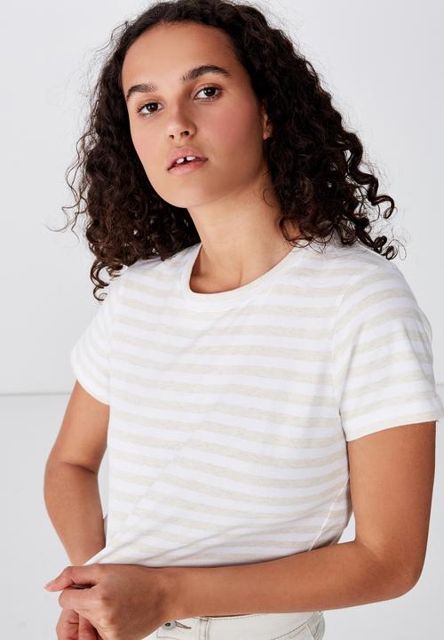 Cotton On - The one baby tee - white & beige 