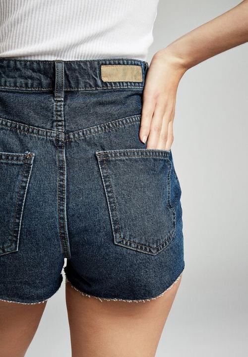 Cotton On - High rise goldie denim short  - blue
