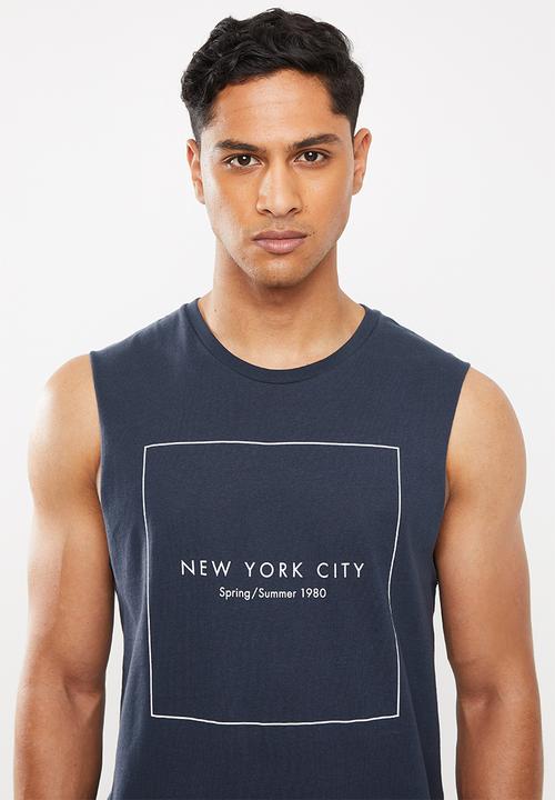 Cotton On - Spring summer square Tbar muscle - navy 