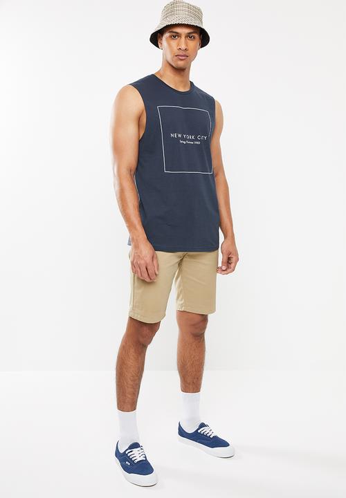 Cotton On - Spring summer square Tbar muscle - navy 
