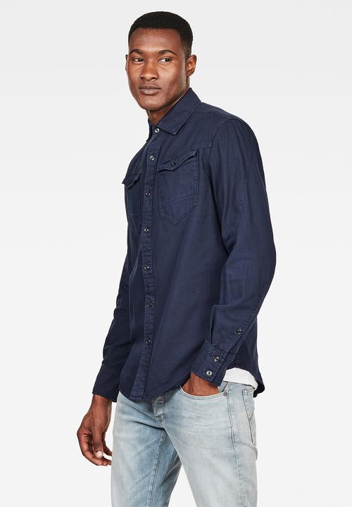 G-STAR - Arc 3d slim shirt long sleeves - sartho blue