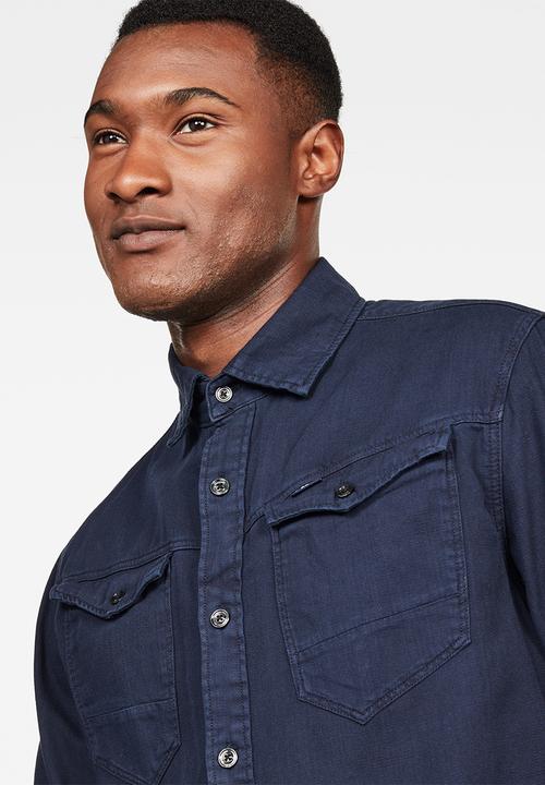 G-STAR - Arc 3d slim shirt long sleeves - sartho blue