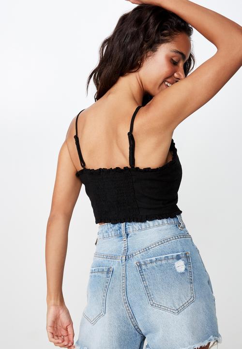 Cotton On - Nikki cropped button front cami - black