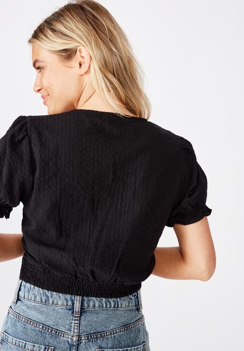Cotton On - Lenny puff short sleeve top - black