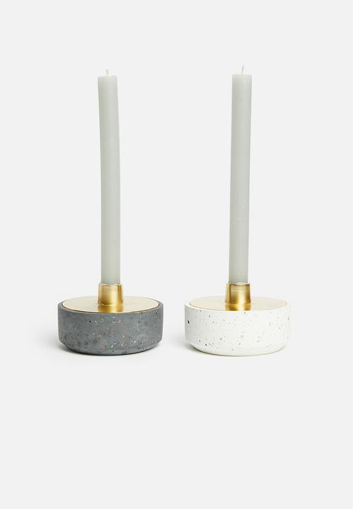 Sixth Floor - Terrazzo trinket candle holder - white & gold