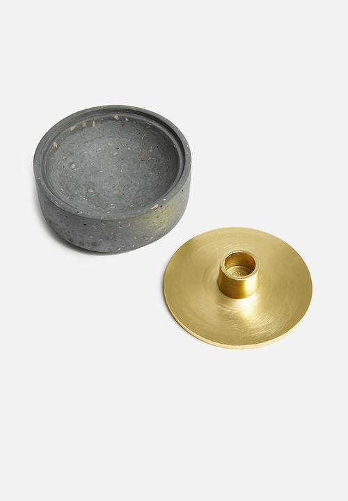 Sixth Floor - Terrazzo trinket candle holder - grey & gold