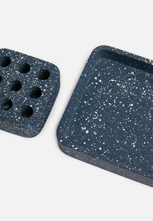 Sixth Floor - Terrazzo desktop organiser set of 2 - black
