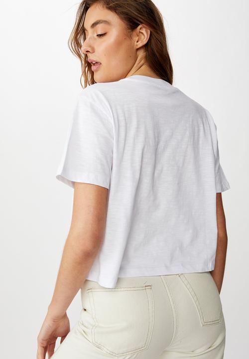 Cotton On - T-bar cali graphic crop tee - white