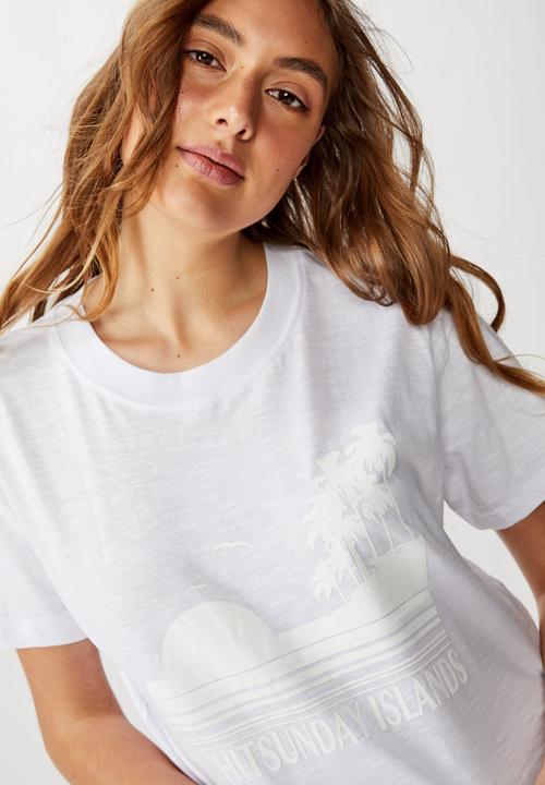 Cotton On - T-bar cali graphic crop tee - white