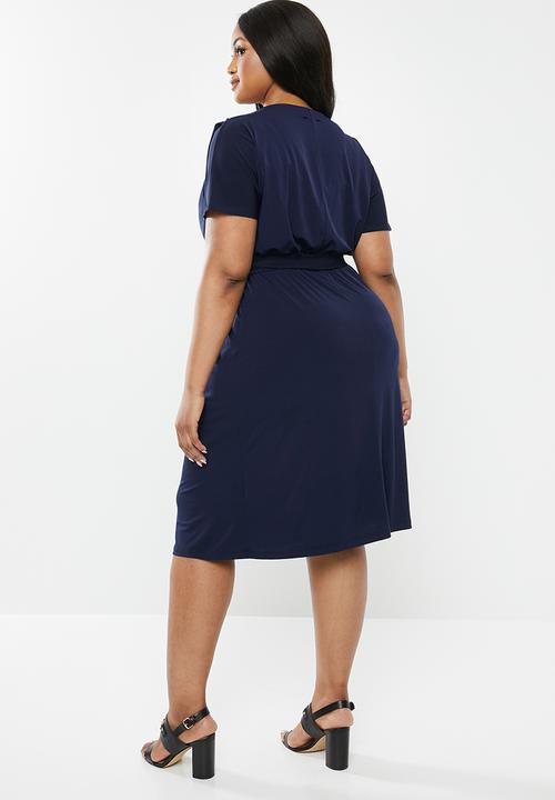 edit Plus - Wrap midi dress - navy