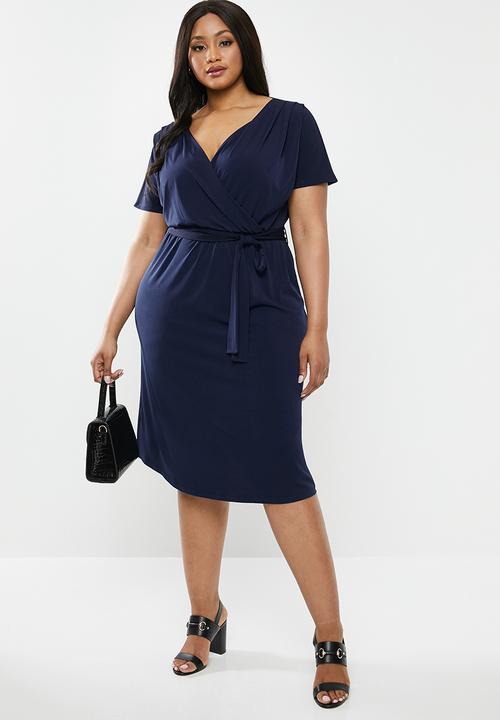 edit Plus - Wrap midi dress - navy