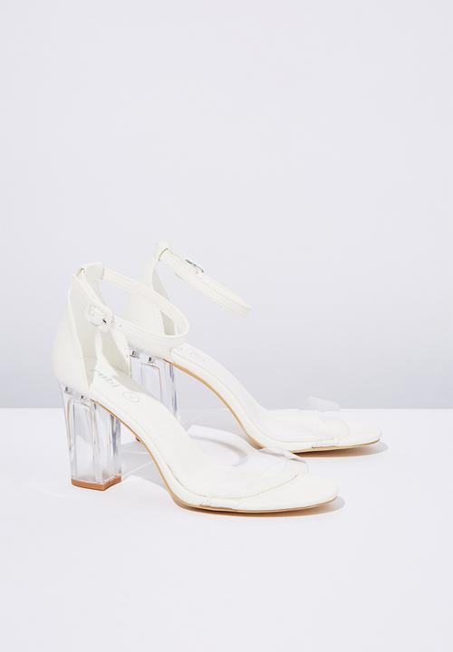 white perspex heels