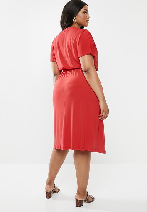 edit Plus - Wrap midi dress - red