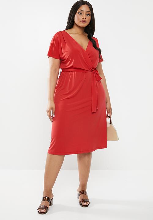 edit Plus - Wrap midi dress - red