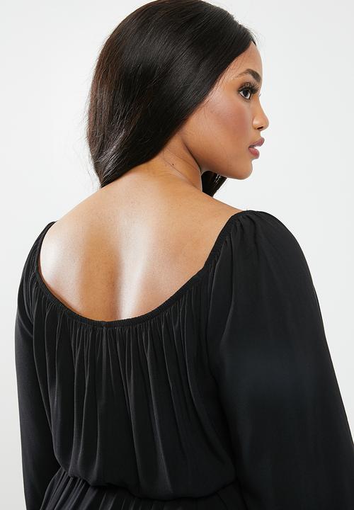 edit Plus - Dipped hem midi dress - black