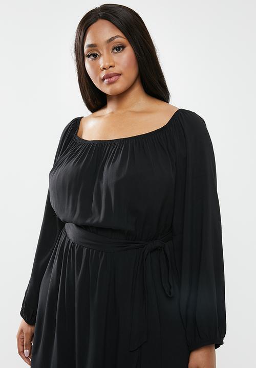 edit Plus - Dipped hem midi dress - black