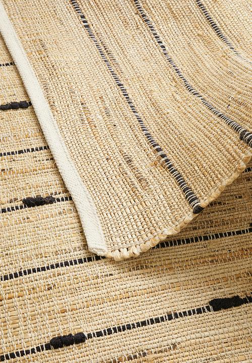 Sixth Floor - Line dot jute woven rug - beige & black