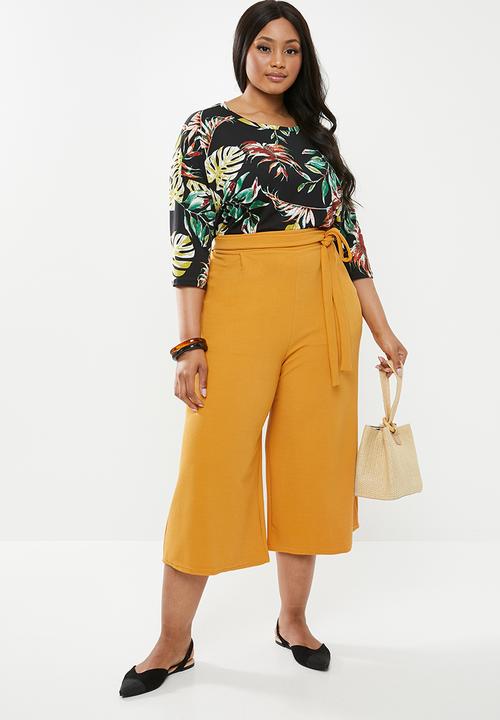 edit Plus - Tie front culottes - yellow