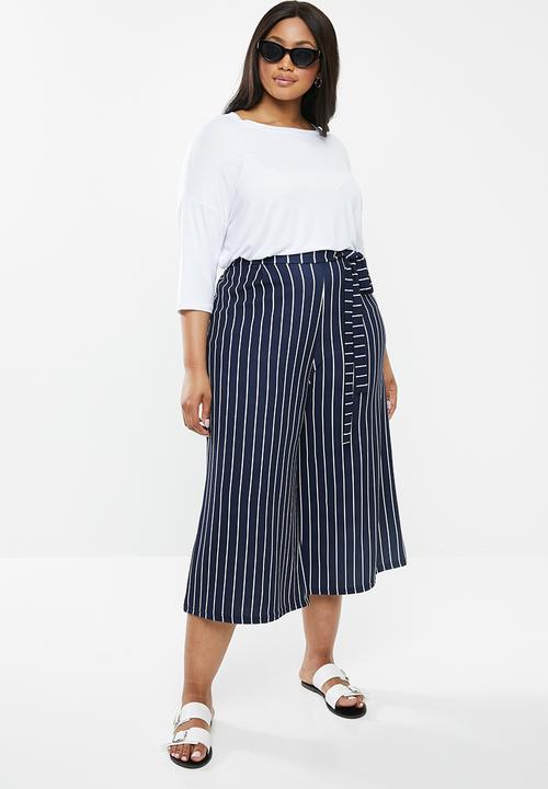edit Plus - Tie front culottes - navy & white 