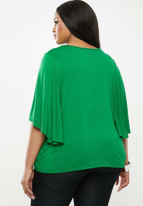 edit Plus - T-shirt with batwing styled sleeve - green