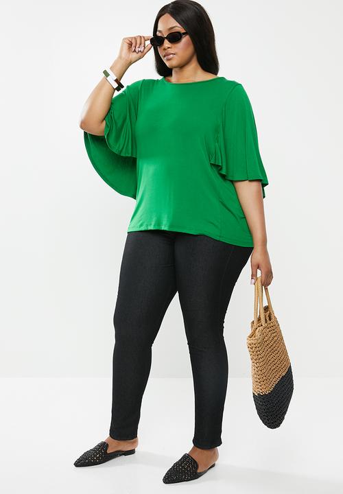 edit Plus - T-shirt with batwing styled sleeve - green