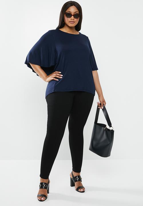 edit Plus - T-shirt with batwing styled sleeve - navy