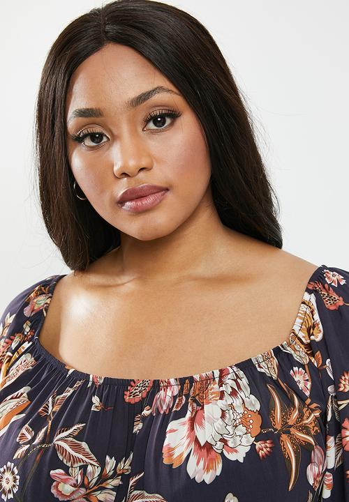 edit Plus - Dipped hem midi dress - multi