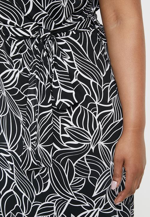 edit Plus - Wrap midi dress - black & white