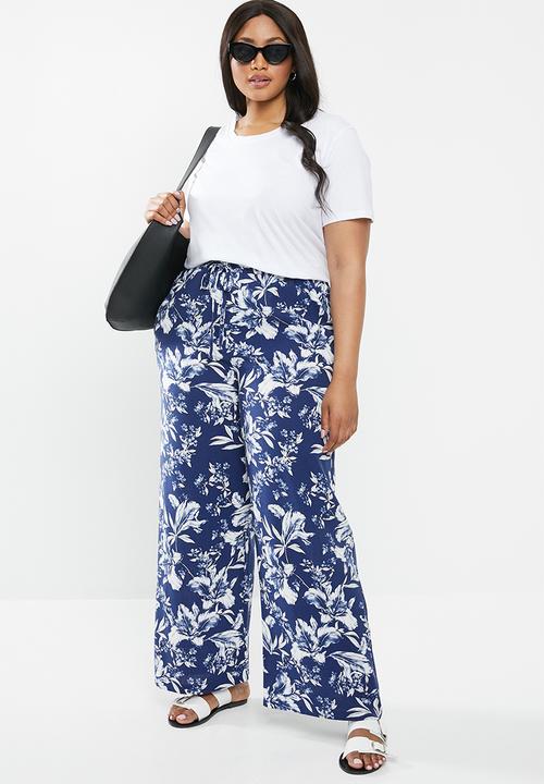 edit Plus - Wide leg pant - blue & white