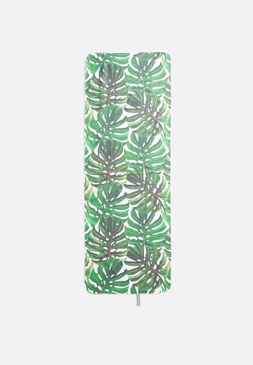 Bobums - Printed yoga towel - big green leaves