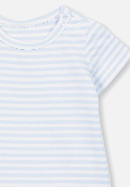 Cotton On - The short sleeve bubbysuit - blue & white 