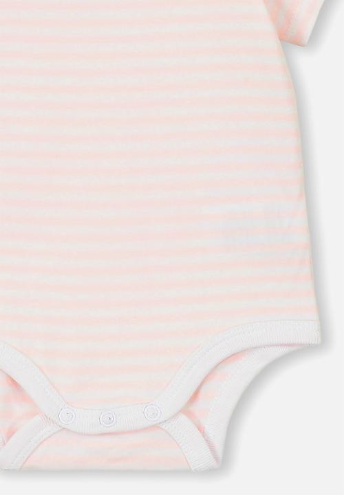Cotton On - The short sleeve bubbysuit - pink & white 
