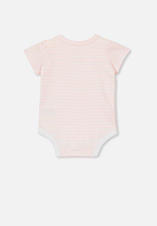 Cotton On - The short sleeve bubbysuit - pink & white 