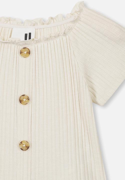Cotton On - Effie short sleeve button through top - beige