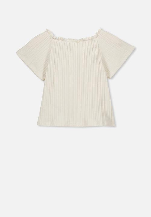 Cotton On - Effie short sleeve button through top - beige
