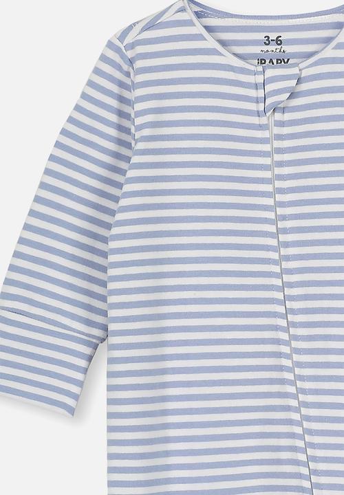 Cotton On - The long sleeve zip romper - blue & white 