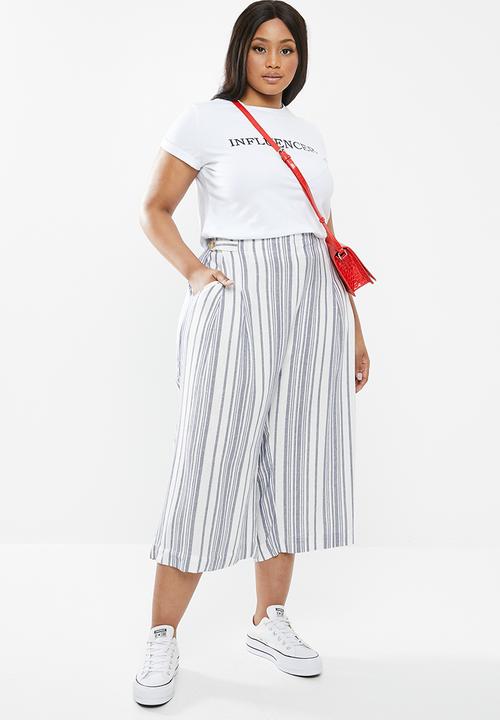 Cotton On - Curve luna button culotte - blue & white