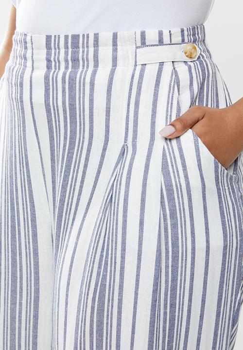 Cotton On - Curve luna button culotte - blue & white