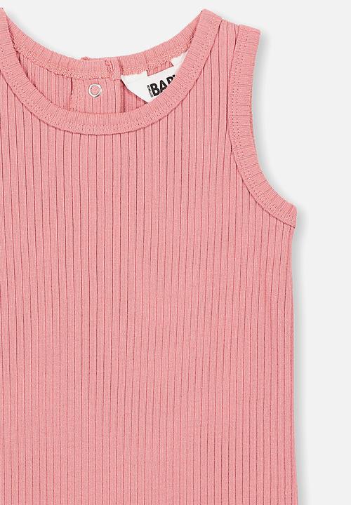 Cotton On - The sleeveless long leg rib romper - pink
