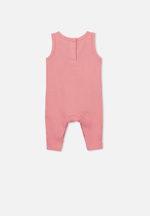 Cotton On - The sleeveless long leg rib romper - pink