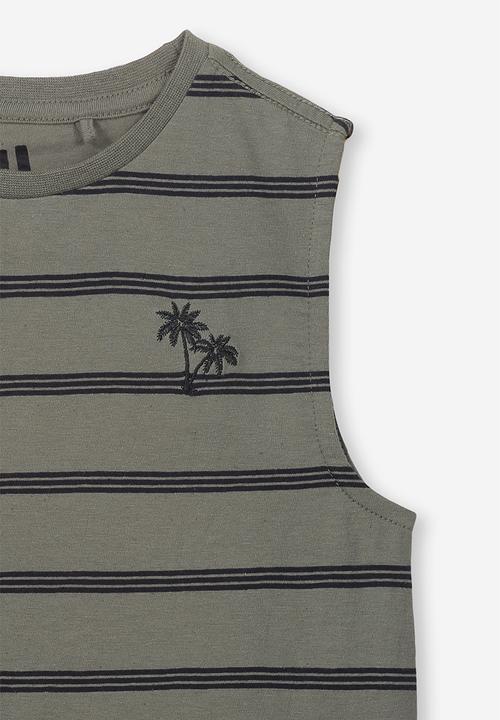 Cotton On - Otis muscle tank - khaki & black 