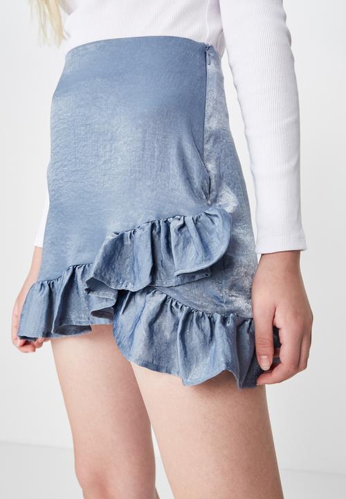 Factorie - Satin ruffle skirt - blue 