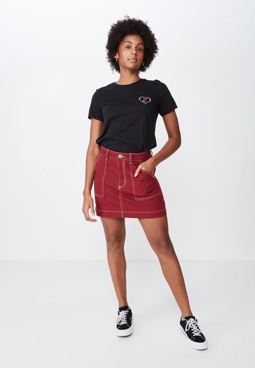 Factorie - Patch pocket denim skirt - black